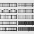Various Metal Fence Styles Showcasing Diverse Design Patterns And Shapes 3d model