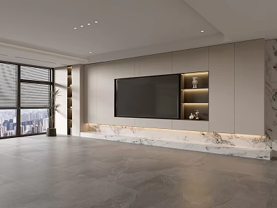 Modern Italian Living Room Light Luxury TV Background Wall Full Wall TV Cabinet 3d model