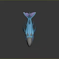 Blue And Purple Whale 3D Model With Open Mouth And Decorative Details