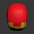 Detailed Iron Man Helmet With Red And Gold Design And Glowing Eyes 3D Render