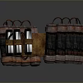 Weapon with Circular Structure and Cylindrical Metal Components Featuring Rusty and Silver Parts