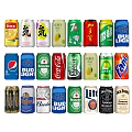 Assorted Canned Beverages With Various Brands And Colorful Designs On