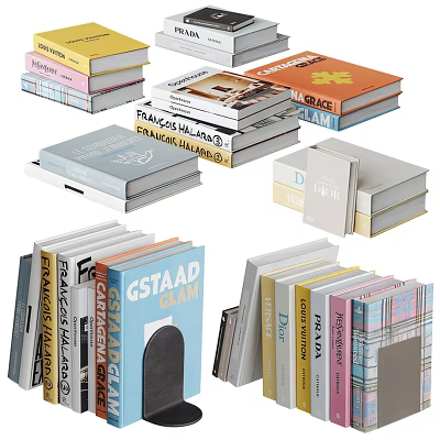 Stylish Colorful Stacked Books and Magazines with Fashion Lifestyle Covers 3d model