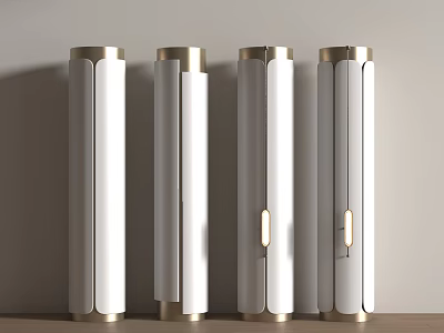 Modern White Pillars With Gold Trim And Sleek Minimalist Design Details 3d model
