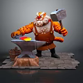 Spotted Leopard Like Game Character Forging Metal On Anvil With Hammer And Leather Apron