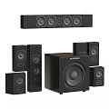 Modern Black Home Theater Speaker System With Soundbar Bookshelf Speakers and Subwoofer