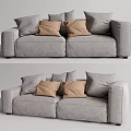 Modern Gray Two Seater Sofa With Beige Pillows And Comfortable Design 3d model