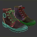 Dark Colored High Top Lace Up Boots With Thick Sole And Round Toe Design