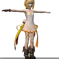 Game Movie Character White Dress With Orange Ribbons Leg Straps Brown Boots Ankle Flower