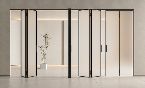 Minimalist folding door glass door frosted glass folding door folding door frosted glass sliding door 3d model