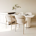 Cream Wind Island Table Dining Table and Chair 3d model