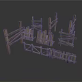 Wooden Fence Scene Components With Various Styles For Model Scenery