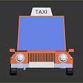 Orange Taxi Toy Model With Blue Windows White Wheels Roof Sign And Lettering