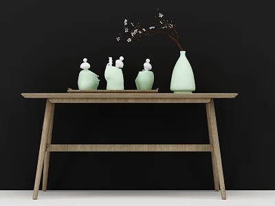 New Chinese Style Ornaments Waitress Ornaments Vase Ceramic Ornaments 3d model