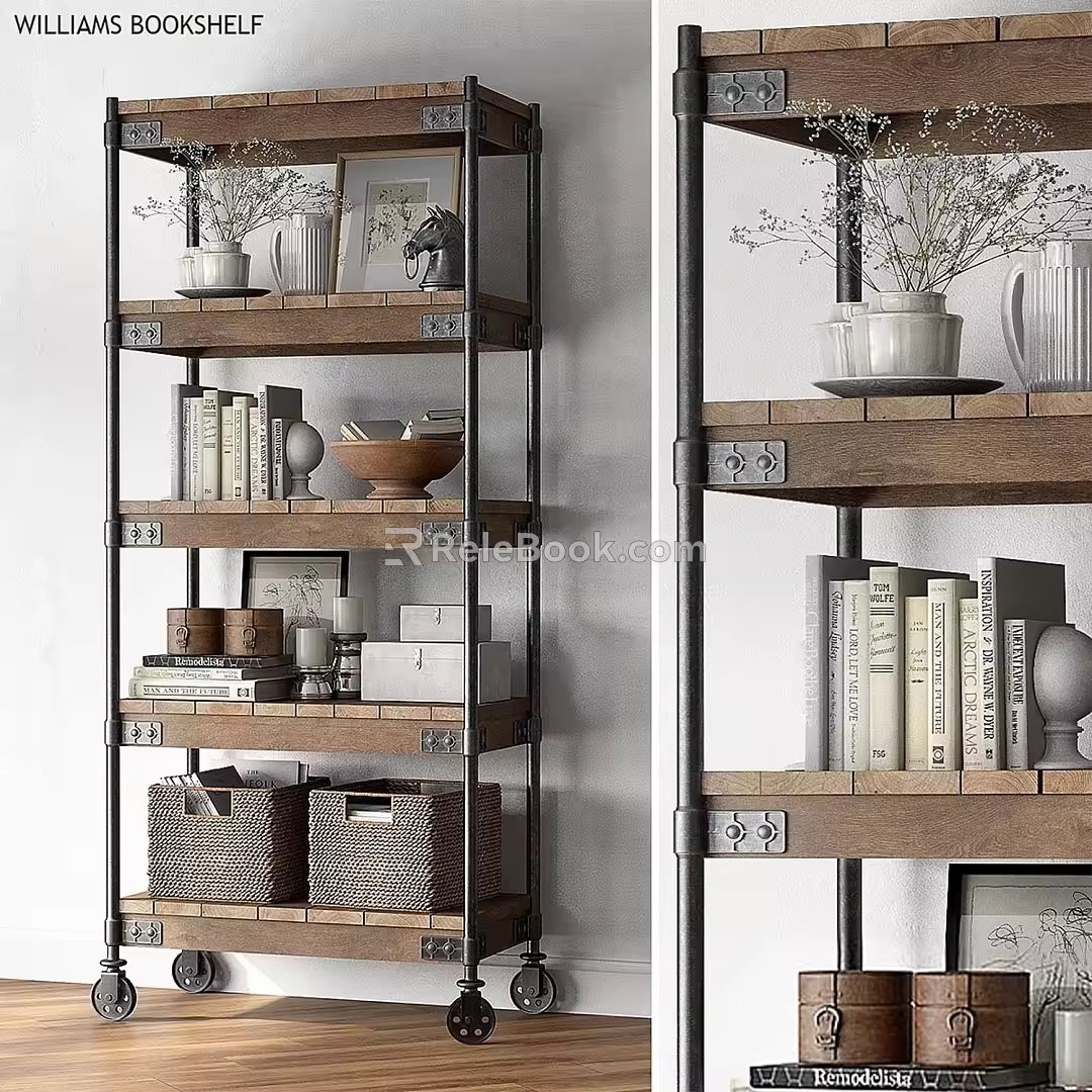 Pottery barn WILLIAMS BOOKSHELF bookshelf retro bookshelf loft bookshelf museum shelf 3d model