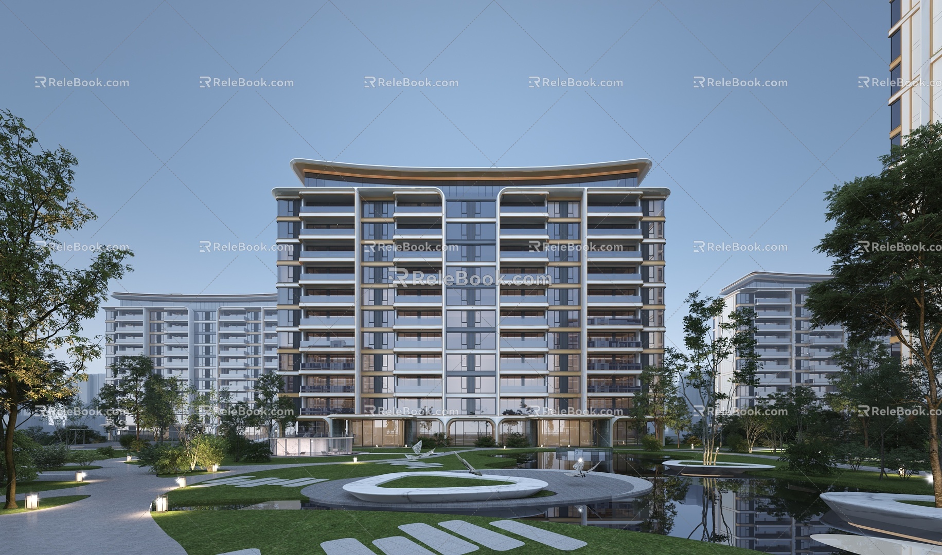 Multi-storey residential residential landscape 3d model