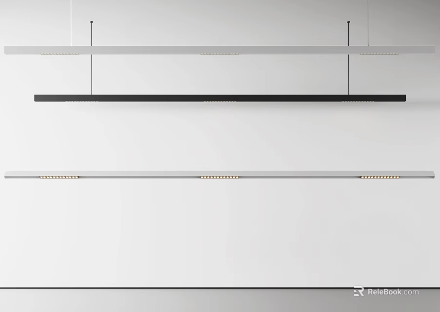 Modern Linear Pendant Light Featuring Sleek Black And Silver Hanging Ceiling Design 3d model 