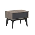 Modern Gray Wood Bedside Table With Drawer Storage And Black Legs 3d model