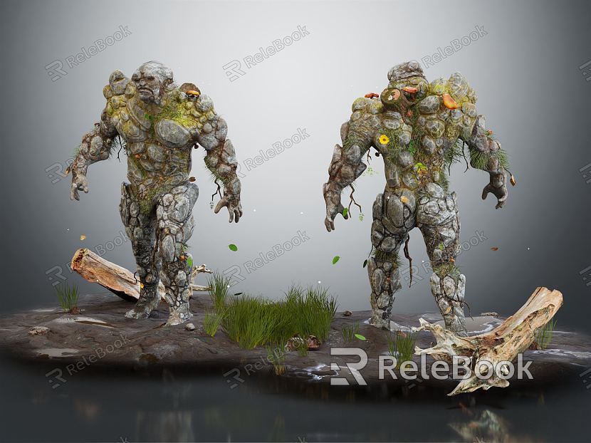 Modern Game Character Stone Element Stone Man model