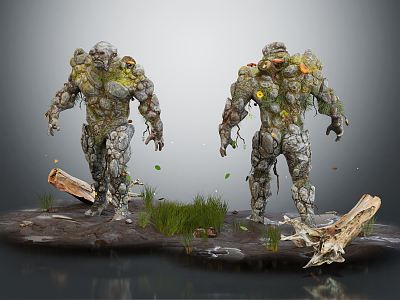 Modern Game Character Stone Element Stone Man 3d model