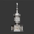 Ancient Architecture Stone Pagoda With Multi tiered Structure And Intricate Base Carvings