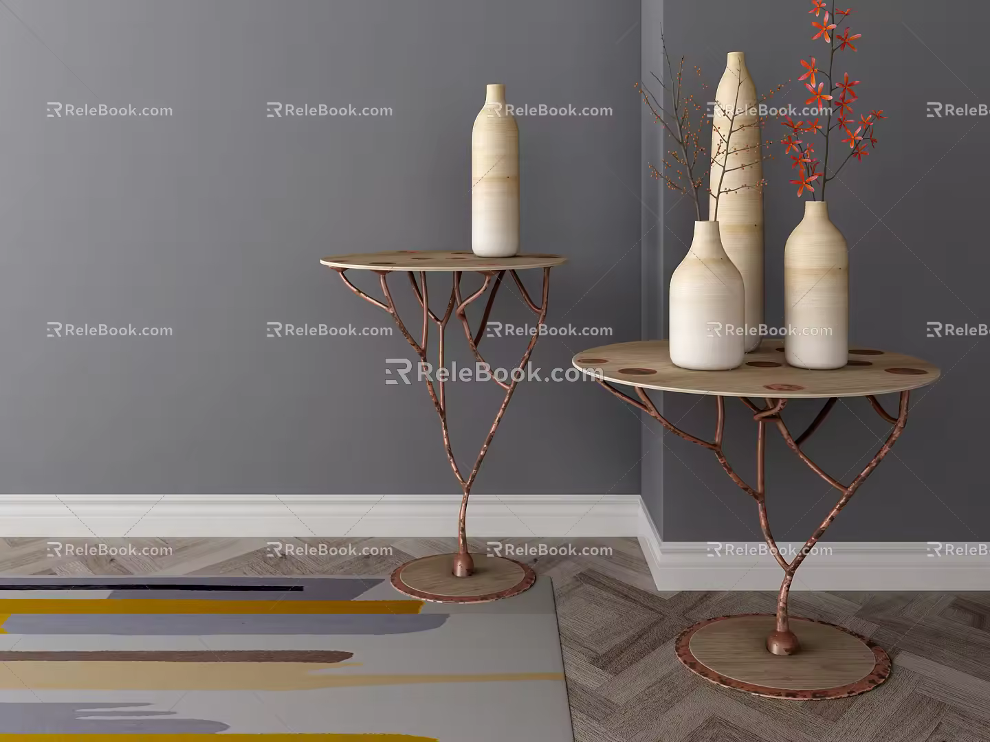 Modern round table coffee table side 3d model