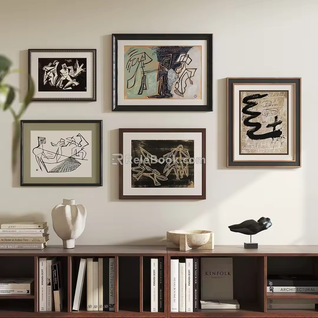 Antique Abstract Hanging Picture Combination 3d model