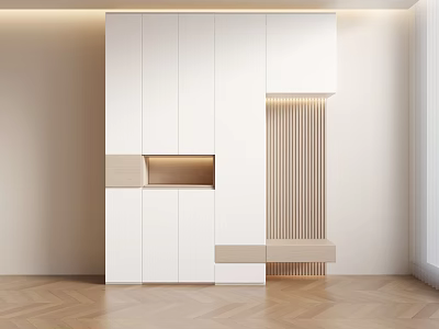 Modern White Shoe Cabinet With Sleek Minimalist Design And Storage Compartments 3d model