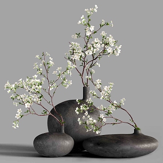 New Chinese Floral Vase Pottery Pot Flower Floral Decorative Ornaments Green Plant Potted Planting Flower Arrange 3d model