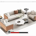 Modern Living Room Sofa Coffee Table Set With Accent Pillows Round Table And Side Tables