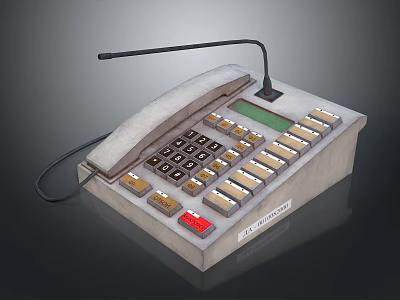 Vintage Electronic Telephone Device with Multiple Buttons Microphone and Display Screen 3d model