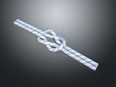 White And Grey Striped Rope With Secure Knot As Household Essential Item 3d model