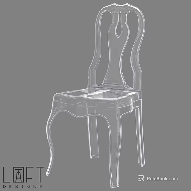 Elegant Transparent Single Chair with Curved Backrest and Oval Cutout Design 3d model 