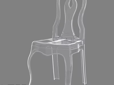Elegant Transparent Single Chair with Curved Backrest and Oval Cutout Design 3d model