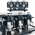 Modern Professional Kitchen Espresso Machine With Multiple Milk Frothers And Pressure Gauges