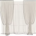 Elegant Beige Sheer Curtains With Draped Pleated Design And Window Tiebacks