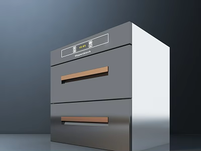 Modern Double Drawer Refrigerator Freezer With Metal Finish And Control Panel 3d model