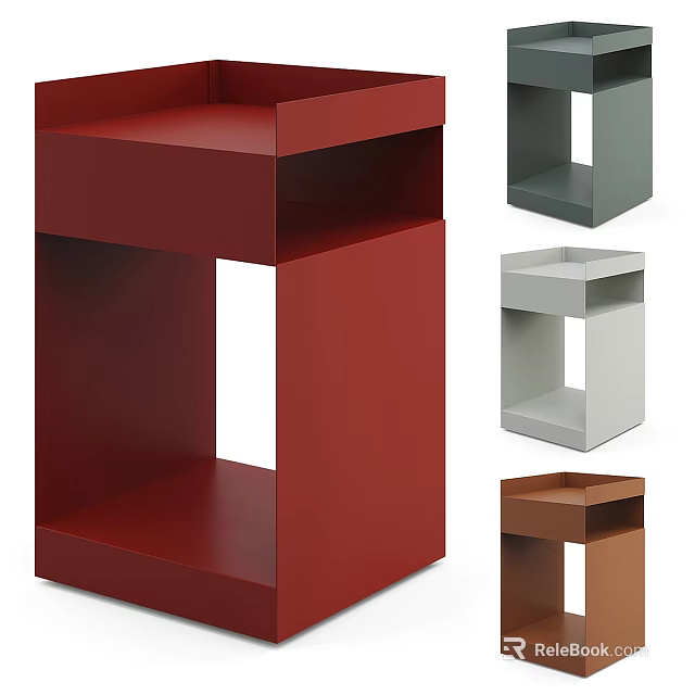 Modern Minimalist Side Table With Multiple Colors Geometric Open Shelf Living Room Furniture 3d model 