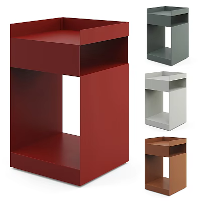 Modern Minimalist Side Table With Multiple Colors Geometric Open Shelf Living Room Furniture 3d model