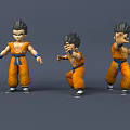 Anime Game Character 3D Model With Multiple Poses Orange Outfit And Blue Belt