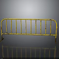 Yellow Metal Construction Site Safety Barrier With Rusty Details And Reflective Surface