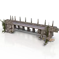 Ancient Stone Bridge Structure With Arched Design Spires Carvings And Climbing Vines