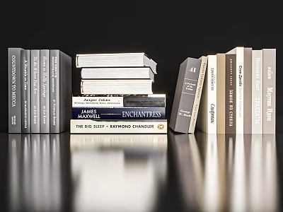 Various Genre Books Stacked On Table Including Enchantments The Big Sleep Classics 3d model