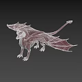 Standing Mythical Flying Animal Dragon With Horned Head Winged Dark Brown White Body