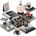Stylish Modern Decorative Ornament Set With Calendar Lantern Coffee Cup Books And Apples