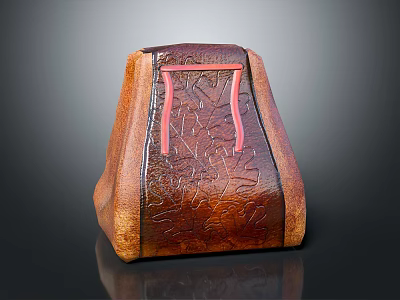 Textured Leather Storage Container With Red Accent For Home Organization Use 3d model