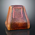 Textured Leather Storage Container With Red Accent For Home Organization Use