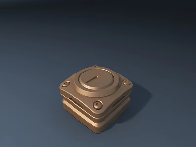 Golden Square Kitchen Appliance Control Knob Component With Screw Fixings 3d model