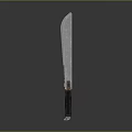 Long Serrated Blade Weapon With Sharp Edge And Black Red Handle