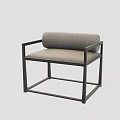 Modern Minimalist Single Sofa With Gray Cushion And Black Metal Frame